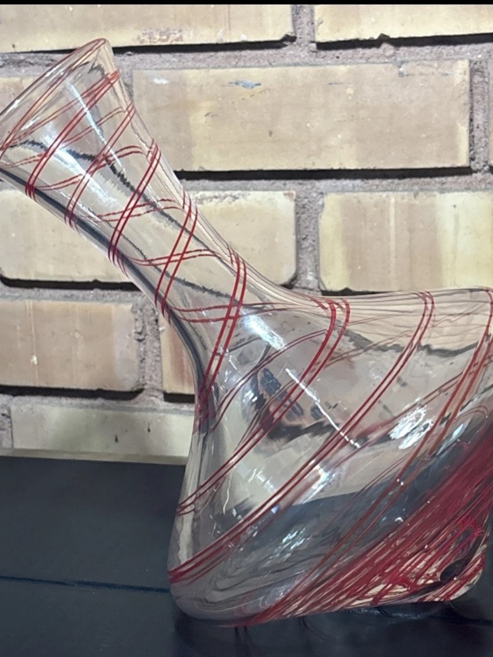 Nicholas Kekic Rolling Red  Wine Decanter - Blown Glass - Signed 11”